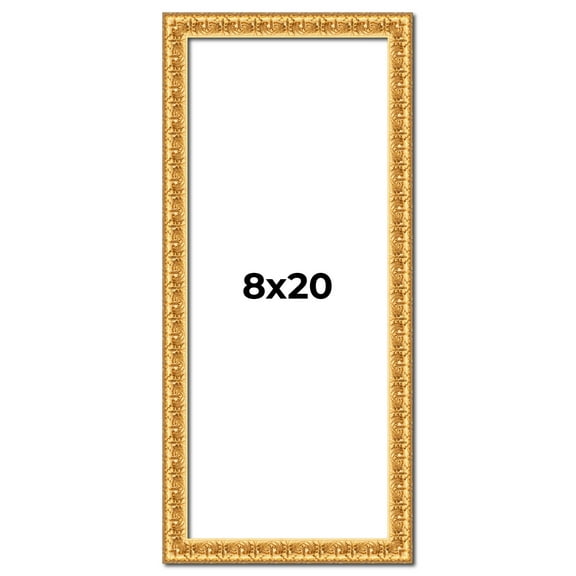 8x20 Frame Gold Real Wood Picture Frame Width 1 inches | Interior Frame Depth 0.5 inches | Edwina