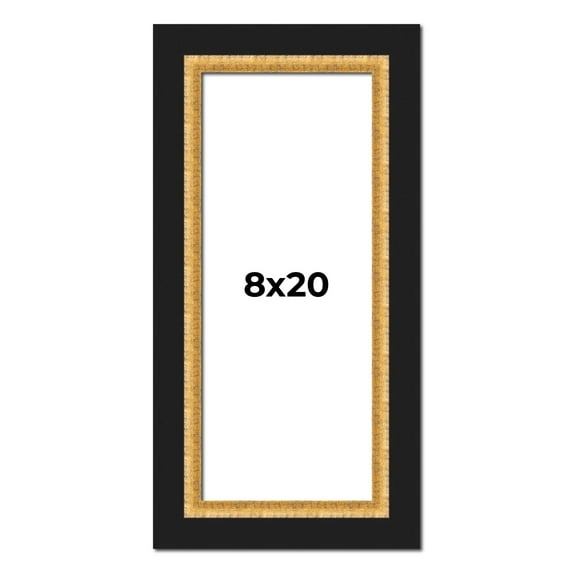 8x20 Frame Gold Real Wood Picture Frame Width 2.25 Inches | Interior Frame Depth 0.5 Inches |