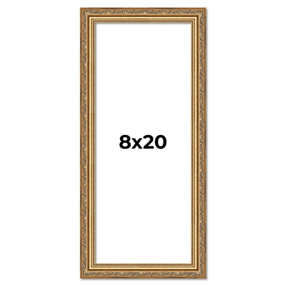 8x20 Frame Gold Solid Wood Picture Frame Width 1.25 Inches | Interior Frame Depth 0.375 Inches |
