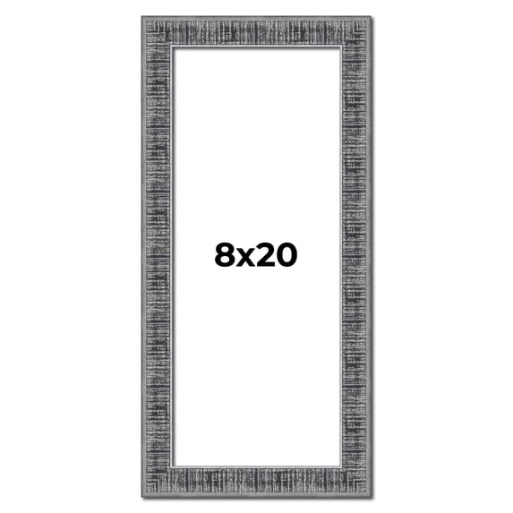 8x20 Frame Silver Black Rustic Sonoma Solid Wood Picture Frame | 1.5 Inch Moulding Width | Complete