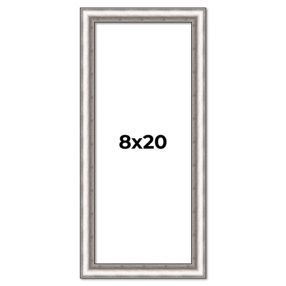 8x20 Frame Silver Real Wood Picture Frame Width 1.25 Inches | Interior Frame Depth 0.5 Inches |
