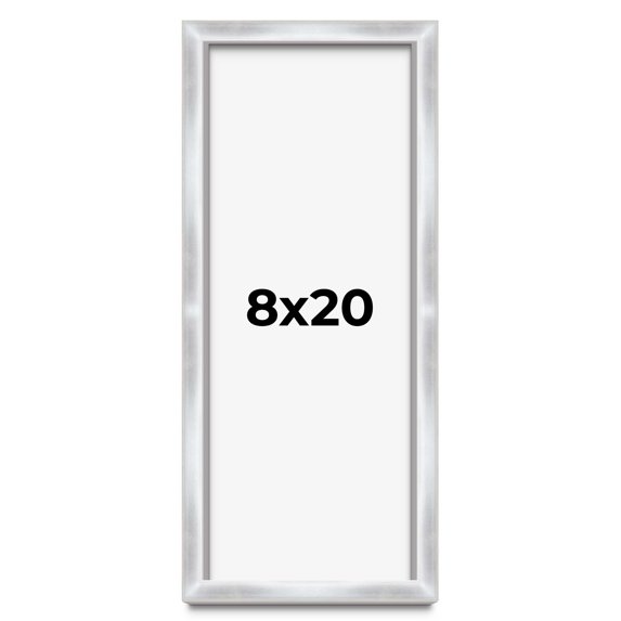 8x20 Frame Silver Whitewashed Wood Grain Solid Wood Shadow Box | 0.75 Inch Moulding Width | 0.75