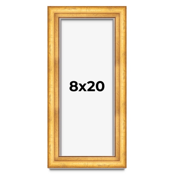 8x20 Shadow Box Frame Gold | 1.75 Inches Deep Real Wood Traditional Shadowbox Display Frame | UV
