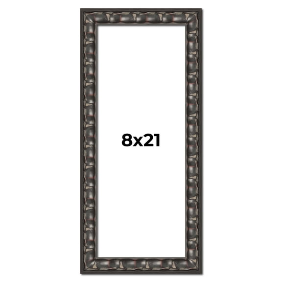 8x21 Frame Black-Brown Medieval Solid Wood Picture Frame | 1.5 Inch Moulding Width | Gotham Beveled