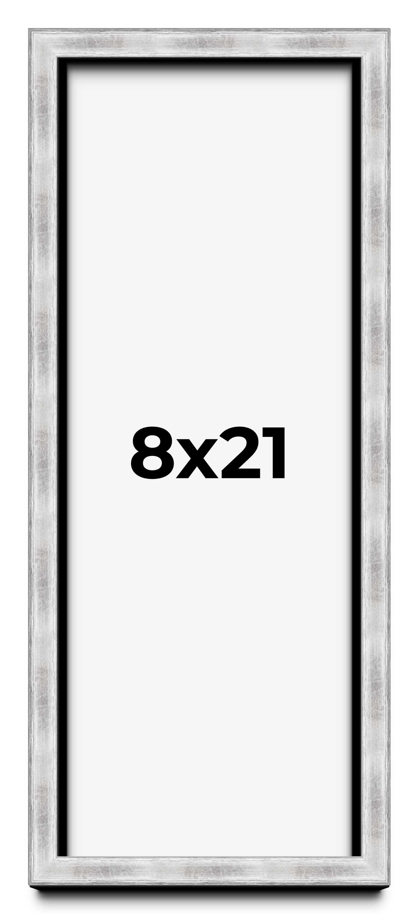 8x21 Frame Brushed Silver Solid Wood Picture Frame | 0.75 Inch Moulding ...