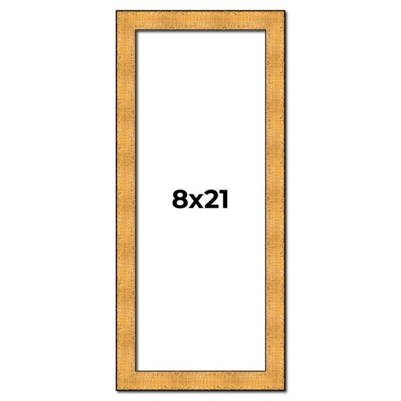 8x21 Frame Gold Rustic Solid Wood Picture Frame | 1.25 Inch Wide Moulding | Rustique Gold