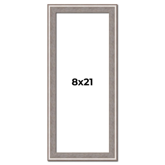 8x21 Frame Grey Real Wood Picture Frame Width 1.25 inches | Interior Frame Depth 0.5 inches | Hans