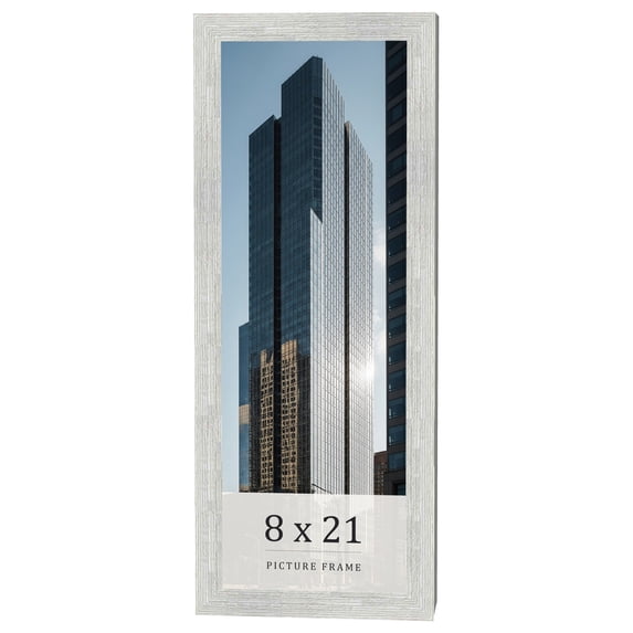 8x21 Frame White Real Wood Picture Frame Width 1.5 inches | Interior Frame Depth 0.5 inches | Barn