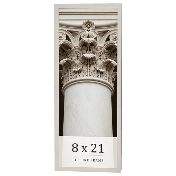 8x21 Frame White Wheat Solid Wood Picture Frame | Moulding Width 0.75 Inches | Interior Depth 0.5