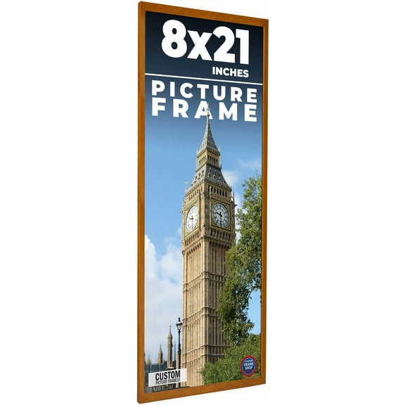8x21 Honey Brown Real Wood Picture Frame Width 0.75 inches | Interior Frame Depth 0.5 inches |