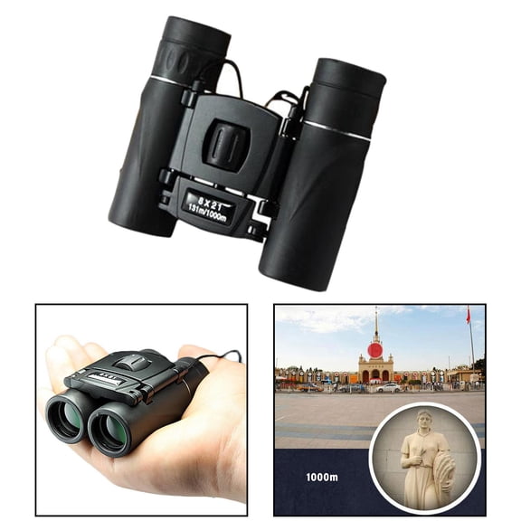 8x21 Small Compact Lightweight for Concert Theater Opera Mini Folding with Fully Coated Lens Watching - Black, 100x90x23mm