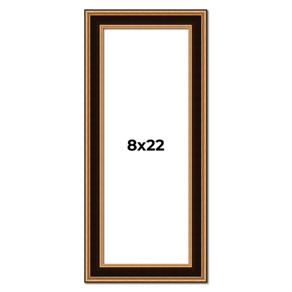 8x22 Frame Gold Brown Plein Air Vintage Solid Wood Picture Frame | 1.75 Inches Moulding Width |