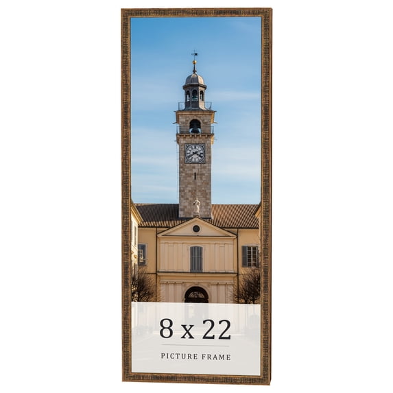 8x22 Frame Gold Kingsley Distressed Solid Wood Picture Frame Width 0.75 Inches | Interior Frame