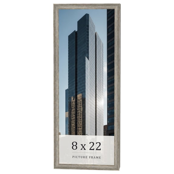 8x22 Frame Grey Solid Wood Picture Frame Width 1 Inches | Interior Frame Depth 0.5 Inches |