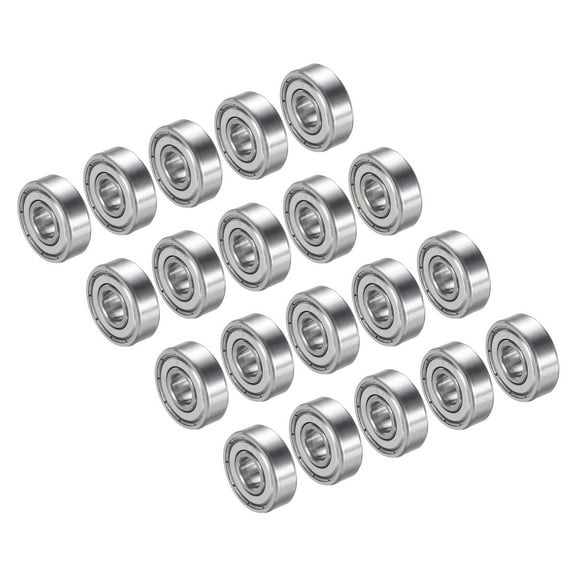 8x22x7mm Skateboard Bearing 608ZZ Steel Ball Bearings Rubber Sealed Shielded Miniature, Silver 20 Pack