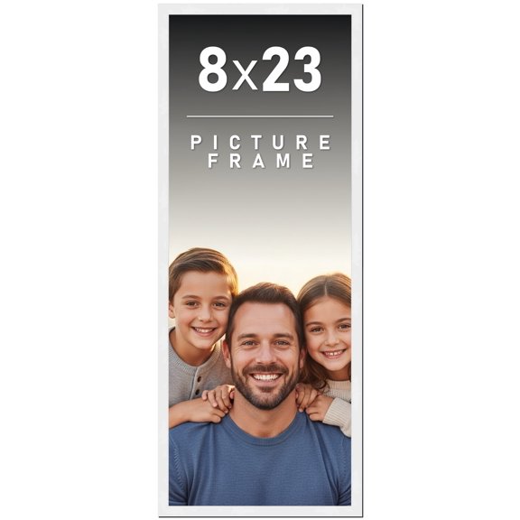 8x23 Frame White Solid Wood Picture Frame Includes UV Acrylic Shatter Guard Front, Acid Free Foam