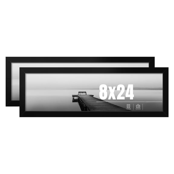 8x24 Black Panoramic Picture Frame 2 Pack, Vertical or Horizontal Display