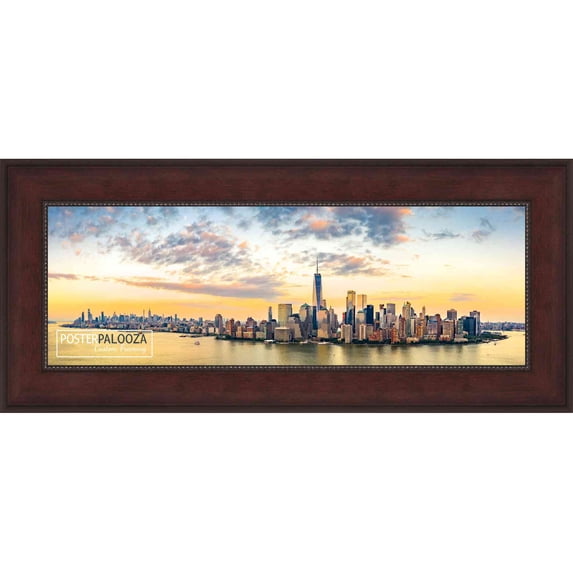 8x24 Distressed Brown Picture Frame - UV Acrylic, Foam Board Backing, Hanging Hardware