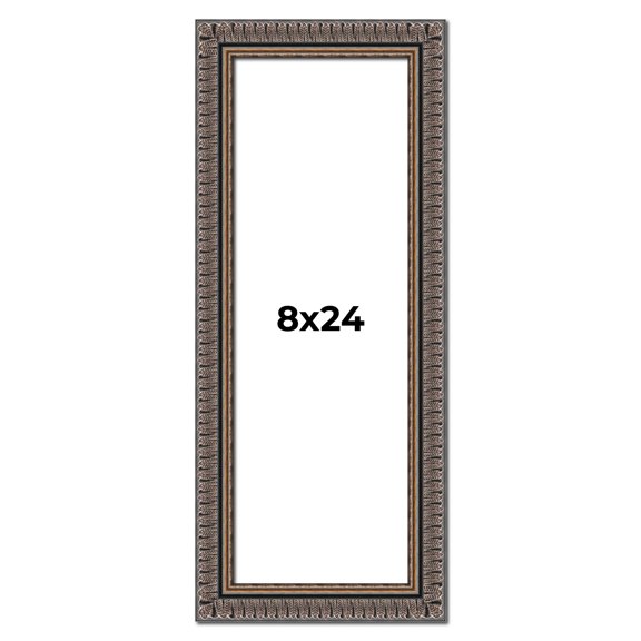8x24 Frame Black Feather Payton Ornate Solid Wood Picture Frame Width 1.75 Inches | Interior Depth