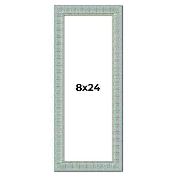 8x24 Frame Blue Teal Distressed Solid Wood Picture Frame | 1.625 Inch Moulding Width | Sonoma Blue