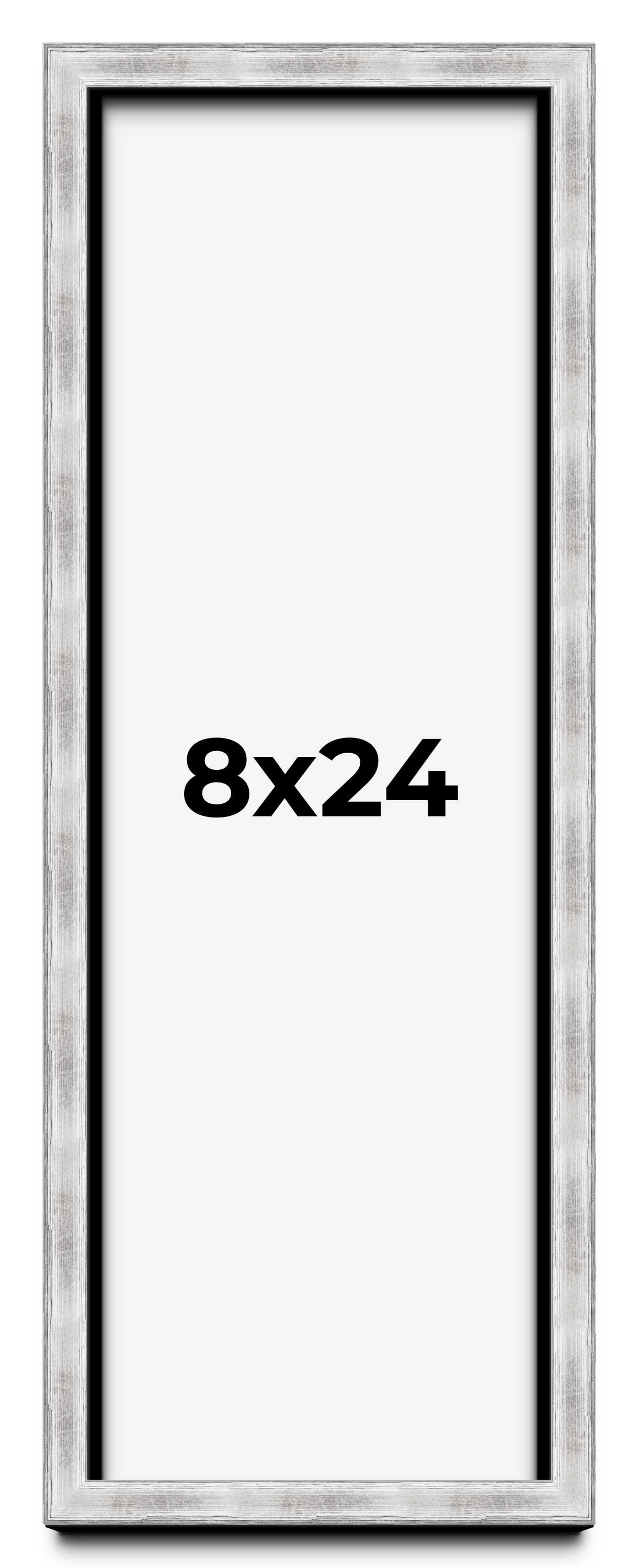 8x24 Frame Brushed Silver Solid Wood Picture Frame | 0.75 Inch Moulding ...