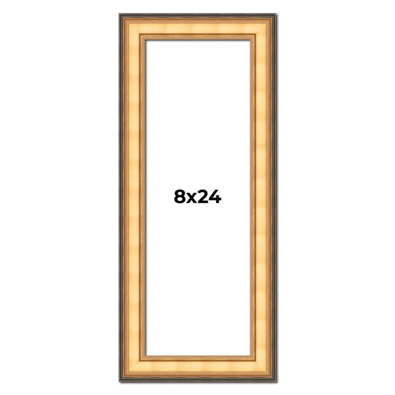 8x24 Frame Gold Plein Aire Solid Wood Picture Frame Width 2 Inches | Interior Frame Depth 0.5