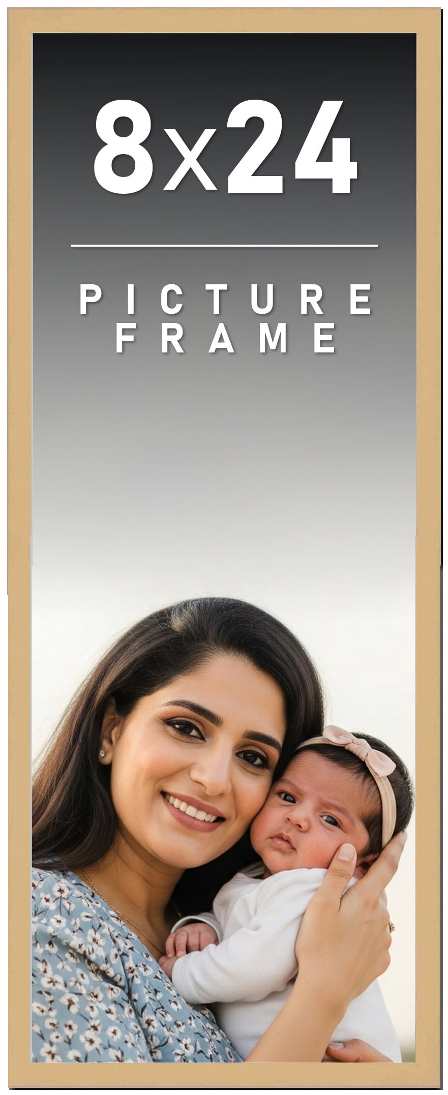 8x24 Frame Natural Wood Picture Frame | 0.75 Inch Moulding Width