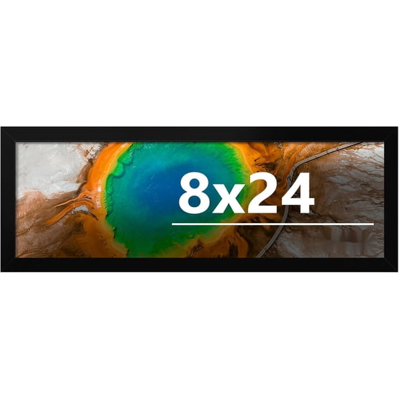 8x24 Picture Frame for Wall Display, 8x24 Black Picture Frame with Shatter Resistant Plexiglass, Stable and Sturdy 8 x 24 Poster Frame for Wall Display, Handpicked Gift Collection, 1 Pack