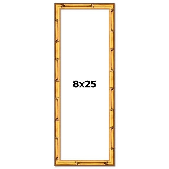 8x25 Frame Gold Bamboo Picture Frame - Complete Modern Photo Frame Includes UV Acrylic Shatter