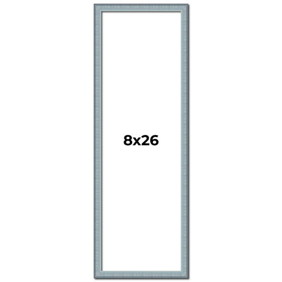 8x26 Frame Blue Scuffed Farm Board Solid Wood Picture Frame Width 0.75 Inches | Interior Depth 0.5