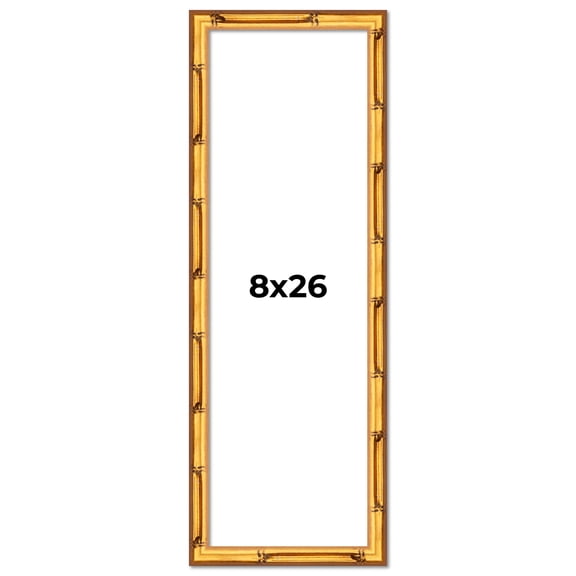 8x26 Frame Gold Bamboo Picture Frame - Complete Modern Photo Frame Includes UV Acrylic Shatter