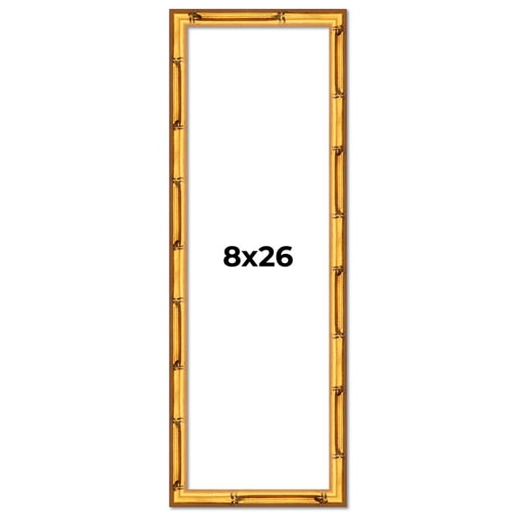8x26 Frame Gold Bamboo Solid Wood Picture Frame | 1 Inch Moulding Width | Interior Frame Depth 0.75