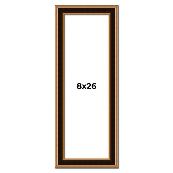 8x26 Frame Gold Brown Plein Air Vintage Solid Wood Picture Frame | 1.75 Inches Moulding Width |
