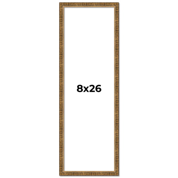 8x26 Frame Gold Solid Wood Picture Frame - Complete Modern Photo Frame Includes UV Acrylic