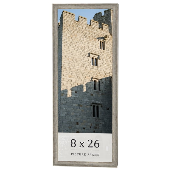 8x26 Frame Grey Solid Wood Picture Frame Width 1 Inches | Interior Frame Depth 0.5 Inches |