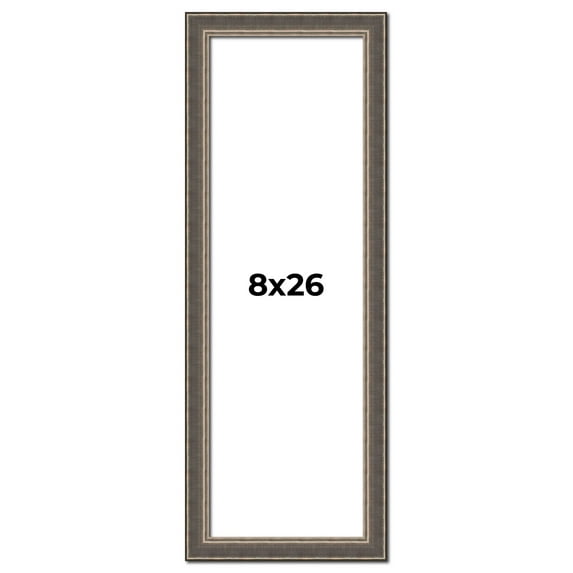 8x26 Frame Silver Real Wood Picture Frame Width 1.25 Inches | Interior Frame Depth 0.5 Inches |