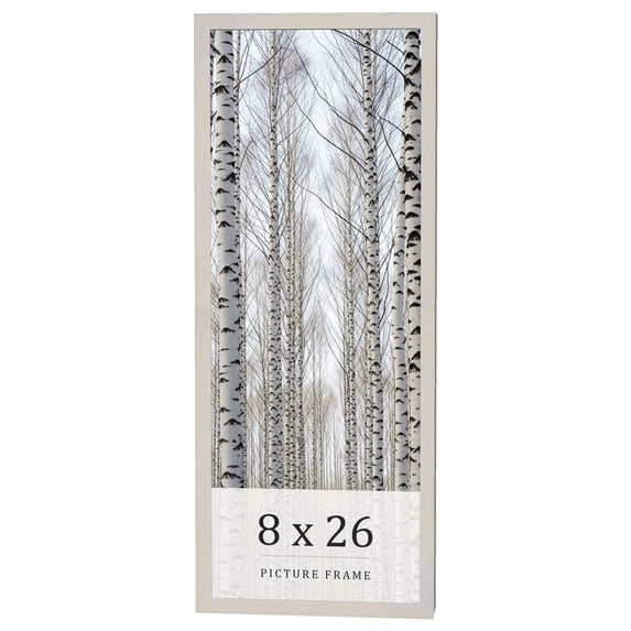 8x26 Frame White Wheat Solid Wood Picture Frame | Moulding Width 0.75 Inches | Interior Depth 0.5
