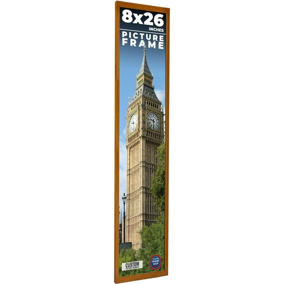 8x26 Honey Brown Real Wood Picture Frame Width 0.75 inches | Interior Frame Depth 0.5 inches |
