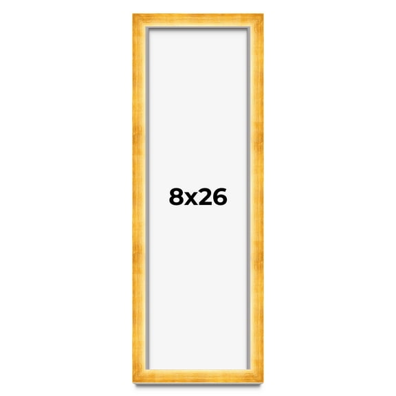 8x26 Shadow Box Frame Gold | 1.625 Inches Deep Real Wood Traditional Shadowbox Display Frame | UV