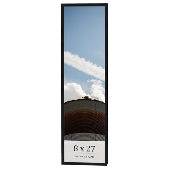 8x27 Frame Black Charcoal Grey Wood Textured Picture Frame | 0.75 Inch Moulding Width | Gunmetal