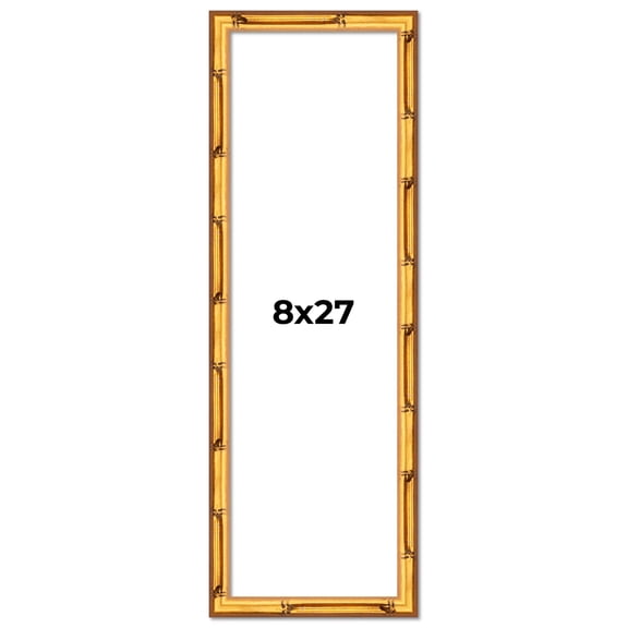 8x27 Frame Gold Bamboo Solid Wood Picture Frame | 0.75 Inch Moulding Width | Interior Frame Depth