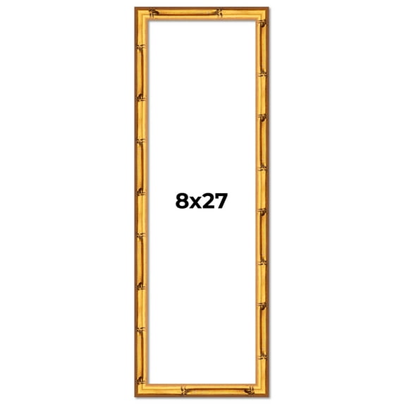 8x27 Frame Gold Bamboo Solid Wood Picture Frame | 1 Inch Moulding Width | Interior Frame Depth 0.75
