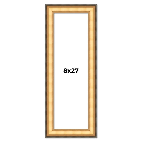 8x27 Frame Gold Plein Aire Solid Wood Picture Frame Width 2 Inches | Interior Frame Depth 0.5