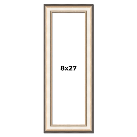 8x27 Frame Gold Silver Plein Aire 2" Inch Wide Moulding Solid Wood Picture Frame | Modena