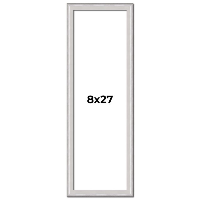 8x27 Frame Silver Inner Slope Bevel Picture Frame | 1 Inch Moulding Width | 0.75 Inch Rabbet Depth