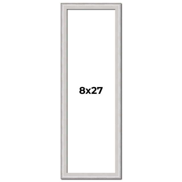 8x27 Frame Silver Inner Slope Bevel Picture Frame | 1 Inch Moulding Width | 0.75 Inch Rabbet Depth