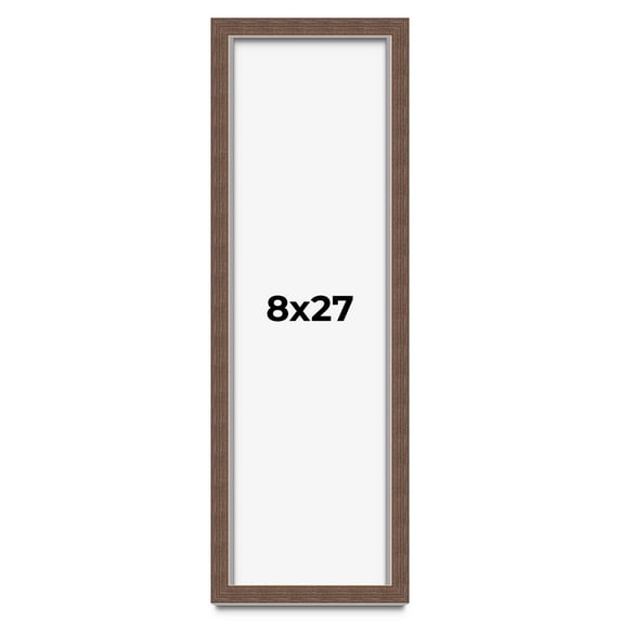 8x27 Shadow Box Frame Brown | 1.125 inches Deep Real Wood Rustic Shadowbox Display Frame | UV