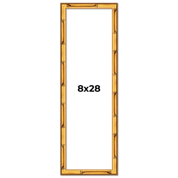 8x28 Frame Gold Bamboo Solid Wood Picture Frame | 1 Inch Moulding Width | Interior Frame Depth 0.75