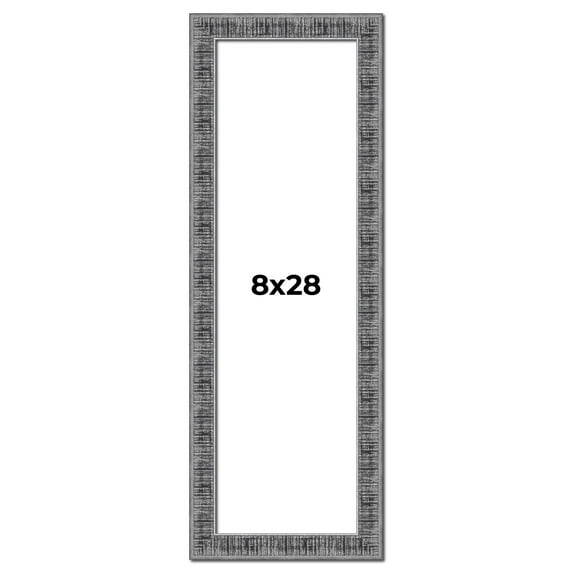 8x28 Frame Silver Black Rustic Sonoma Solid Wood Picture Frame | 1.5 Inch Moulding Width | Complete