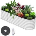 thumbnail image 1 of 8x2x2 FT Galvanized Raised Garden Bed, White Oval Rust-Resistant Outdoor Planter, Heavy Duty Steel Raised Bed with Open Base, Tool-Free Assembly for Vegetables & Flowers, White, 1 of 8